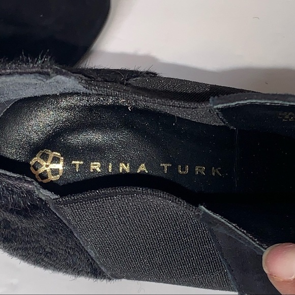 Trina Turk Womens 6 Ankle Boots Black Suede Calf Hair High Heeled Booties - Picture 6 of 11